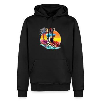 Lustiges Zebra mit Sonnenbrille Retro Stil für - Männer Premium Bio Hoodie - Schwarz - Vorne - Nico (187cm)