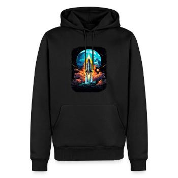 Space Weltraum Raumschiff Start Abheben Lift Off - Männer Premium Bio Hoodie - Schwarz - Vorne - Nico (187cm)