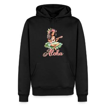 Urlaub Polynesier Strand Ukulele - Männer Premium Bio Hoodie - Schwarz - Vorne - Nico (187cm)