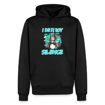I Destroy Silence Affe Schlagzeug Trommeln - Männer Premium Bio Hoodie - Schwarz - Vorne - Nico (187cm)