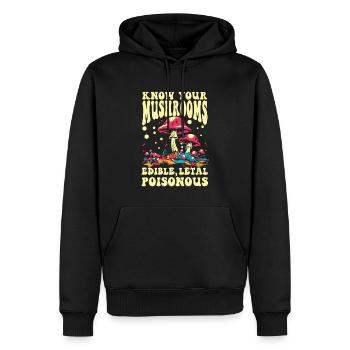 Know Your Mushrooms Edible Letal - Männer Premium Bio Hoodie - Schwarz - Vorne - Nico (187cm)