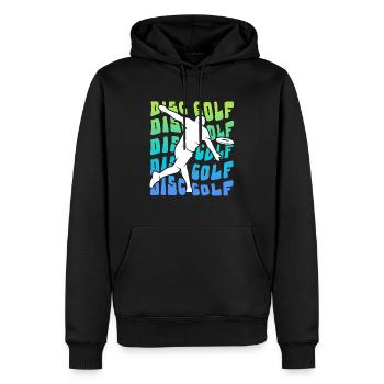 Disc Golf Disc Vintage Disc Golf Disc Golfer - Men’s Premium Organic Hoodie - black - Front - Nico (187cm)
