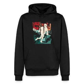 Joueur de crosse Raquette Ball Hommes Lacrosse - Sweat à capuche Premium bio Homme - noir - Devant - Nico (187cm)