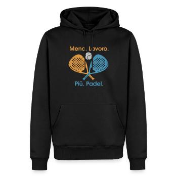 Meno Lavoro Piu Padel - Männer Premium Bio Hoodie - Schwarz - Vorne - Nico (187cm)