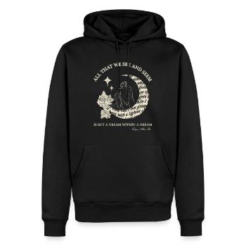 La citation de Poe « Un rêve dans un rêve » - Sweat à capuche Premium bio Homme - noir - Devant - Nico (187cm)