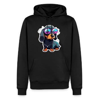 Dackel Hund Illustration - Männer Premium Bio Hoodie - Schwarz - Vorne - Nico (187cm)