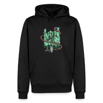 Cornes vertes - Sweat à capuche Premium bio Homme - noir - Devant - Nico (187cm)