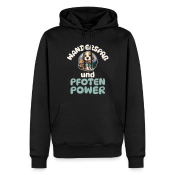 Wanderspaß und Pfotenpower - Wandern - Hunde - Männer Premium Bio Hoodie - Schwarz - Vorne - Nico (187cm)