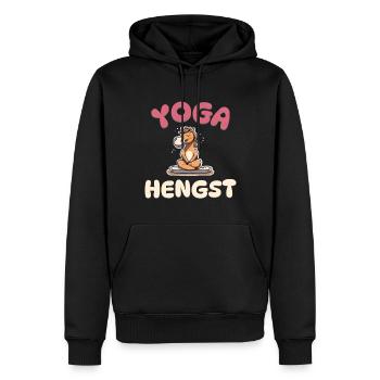 Yoga Hengst - Pferde Yoga - Männer Premium Bio Hoodie - Schwarz - Vorne - Nico (187cm)