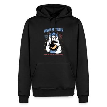 Cat Purrtune Teller - Men’s Premium Organic Hoodie - black - Front - Nico (187cm)