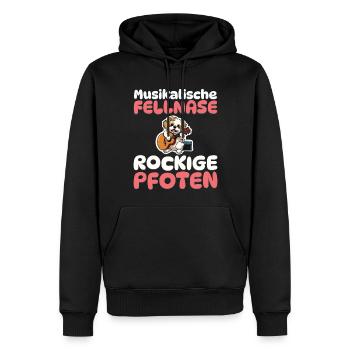 Musikalische Fellnase Rockige Pfoten - Hunde - Männer Premium Bio Hoodie - Schwarz - Vorne - Nico (187cm)