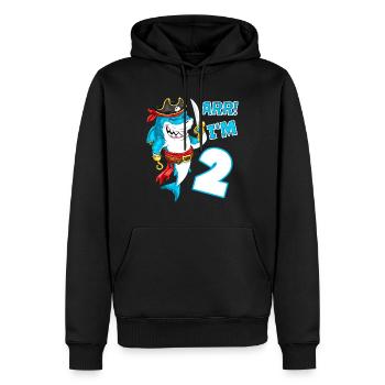 2ème anniversaire Shark Pirate Boys Kids - Sweat à capuche Premium bio Homme - noir - Devant - Nico (187cm)