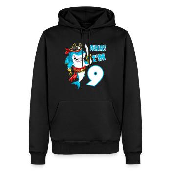 9. Geburtstag Hai Piraten Jungen Kinder - Männer Premium Bio Hoodie - Schwarz - Vorne - Nico (187cm)