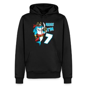 7ème anniversaire Shark Pirate Boys Kids - Sweat à capuche Premium bio Homme - noir - Devant - Nico (187cm)