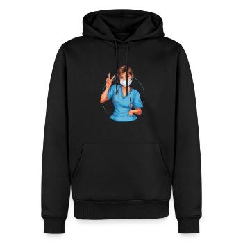 Lustige Krankenschwester mit Humor - Männer Premium Bio Hoodie - Schwarz - Vorne - Nico (187cm)
