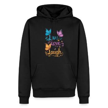 Inspirierender Live Love Laugh Schmetterling - Männer Premium Bio Hoodie - Schwarz - Vorne - Nico (187cm)