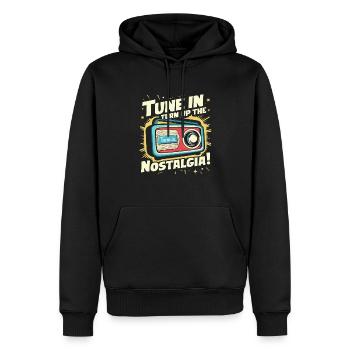 Tune In, Turn Up the Nostalgia with Vintage Radio - Männer Premium Bio Hoodie - Schwarz - Vorne - Nico (187cm)