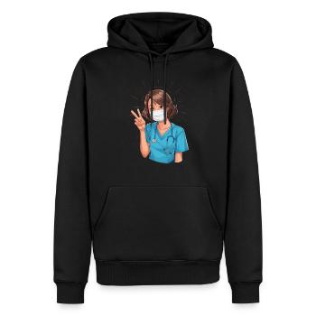 Lustige Krankenschwester mit Humor - Männer Premium Bio Hoodie - Schwarz - Vorne - Nico (187cm)
