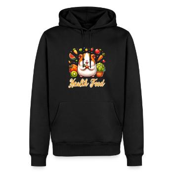 Süßes Meerschweinchen umgeben von leckerem Essen - Männer Premium Bio Hoodie - Schwarz - Vorne - Nico (187cm)