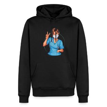Lustige Krankenschwester mit Humor - Männer Premium Bio Hoodie - Schwarz - Vorne - Nico (187cm)