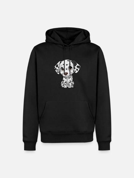 Niedlicher Dalmatiner Welpe Hundekunst - Männer Premium Bio Hoodie - Schwarz