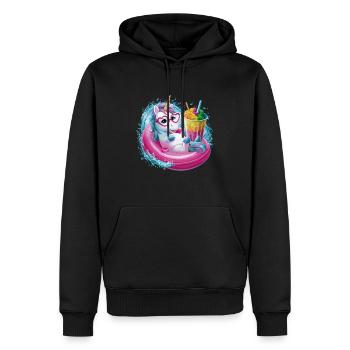Niedliches Einhorn genießt Eiscreme-Spaß - Männer Premium Bio Hoodie - Schwarz - Vorne - Nico (187cm)
