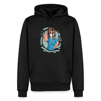 Lustige Krankenschwester mit Humor - Männer Premium Bio Hoodie - Schwarz - Vorne - Nico (187cm)