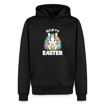 Frohe Ostern Hase Osterei Hoppy Easter - Männer Premium Bio Hoodie - Schwarz - Vorne - Nico (187cm)