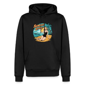 Retro Summer Loving Beach Vibes für einen - Männer Premium Bio Hoodie - Schwarz - Vorne - Nico (187cm)