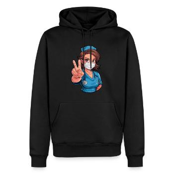 Lustige Krankenschwester mit Humor - Männer Premium Bio Hoodie - Schwarz - Vorne - Nico (187cm)