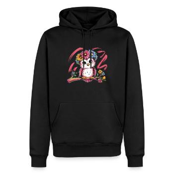 Niedliche Eule Vogel Federn Blumen für einen - Männer Premium Bio Hoodie - Schwarz - Vorne - Nico (187cm)