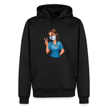Lustige Krankenschwester mit Humor - Männer Premium Bio Hoodie - Schwarz - Vorne - Nico (187cm)