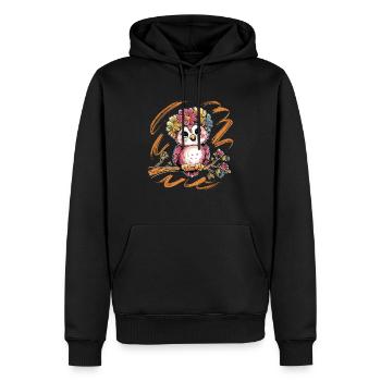Niedliche Eule Vogel Federn Blumen für einen - Männer Premium Bio Hoodie - Schwarz - Vorne - Nico (187cm)