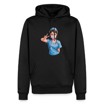 Lustige Krankenschwester mit Humor - Männer Premium Bio Hoodie - Schwarz - Vorne - Nico (187cm)