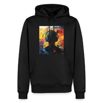 Silhouette abstraite avec casque - Sweat à capuche Premium bio Homme - noir - Devant - Nico (187cm)