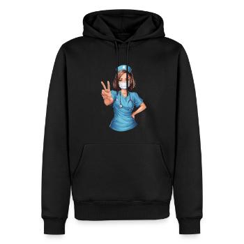 Lustige Krankenschwester mit Humor - Männer Premium Bio Hoodie - Schwarz - Vorne - Nico (187cm)
