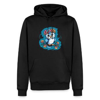 Niedliche Eule Vogel Federn Blumen für einen - Männer Premium Bio Hoodie - Schwarz - Vorne - Nico (187cm)