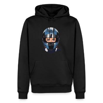 Motorradfahrerin Motorrad Frau - Männer Premium Bio Hoodie - Schwarz - Vorne - Nico (187cm)