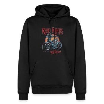 Rebel Riders Unleash The Rebel - Männer Premium Bio Hoodie - Schwarz - Vorne - Nico (187cm)