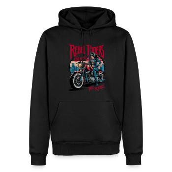 Rebel Riders Unleash The Rebel - Männer Premium Bio Hoodie - Schwarz - Vorne - Nico (187cm)