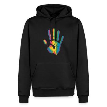 Bunte Hand Handabdruck für alle die Handabrücke - Männer Premium Bio Hoodie - Schwarz - Vorne - Nico (187cm)