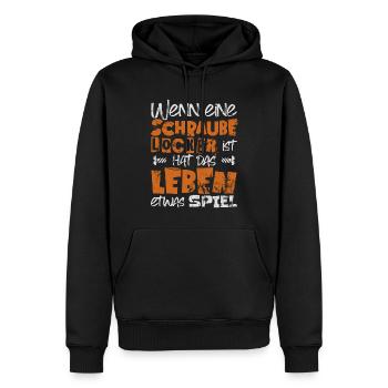 WENN EINE SCHRAUBE LOCKER IST hat das Leben Spiel - Männer Premium Bio Hoodie - Schwarz - Vorne - Nico (187cm)