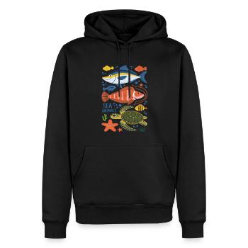 Meerestiere Meer Meeresbewohner für einen Taucher - Männer Premium Bio Hoodie - Schwarz - Vorne - Nico (187cm)