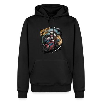 Mops Hundehalter Mops Motorrad on Wheels - Männer Premium Bio Hoodie - Schwarz - Vorne - Nico (187cm)