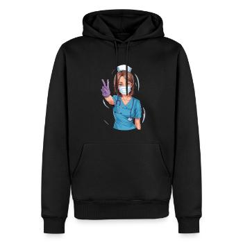 Lustige Krankenschwester mit Humor - Männer Premium Bio Hoodie - Schwarz - Vorne - Nico (187cm)