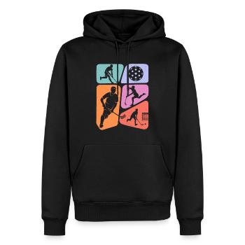 Unihockey Floorballspieler Kinder Floorball Jungen - Männer Premium Bio Hoodie - Schwarz - Vorne - Nico (187cm)