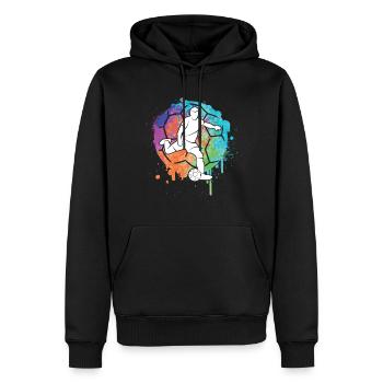 Football Joueurs de football Filles Joueurs de football Garçons - Sweat à capuche Premium bio Homme - noir - Devant - Nico (187cm)