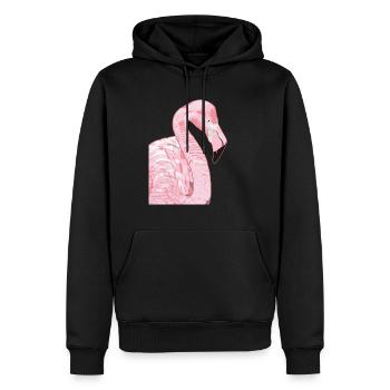Tête de flamant rose - Sweat à capuche Premium bio Homme - noir - Devant - Nico (187cm)
