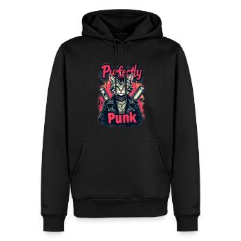 Punk Katze für einen Punker Katzenfreund - Männer Premium Bio Hoodie - Schwarz - Vorne - Nico (187cm)
