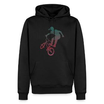 BMX Stunts Bike Tricks verpixelt Fahrrad BMX - Männer Premium Bio Hoodie - Schwarz - Vorne - Nico (187cm)